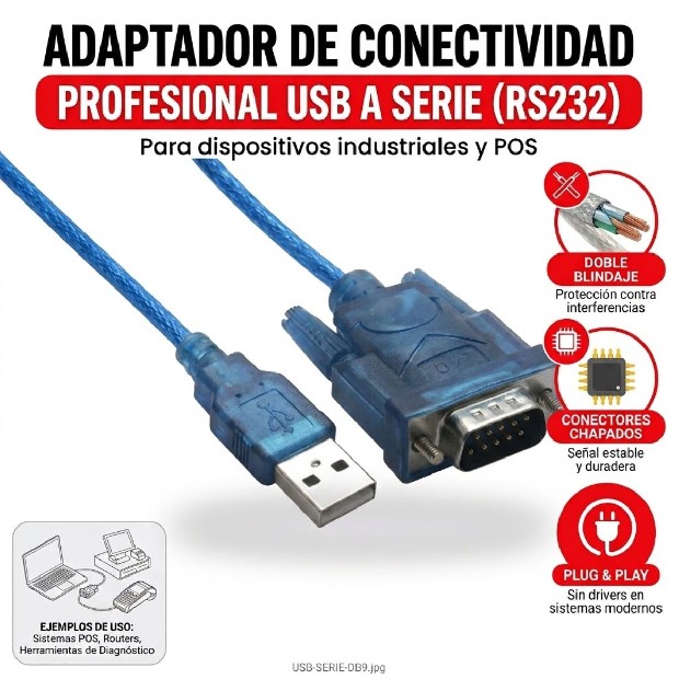 &uu CABLE IMPRESORA RS232 A USB (375)